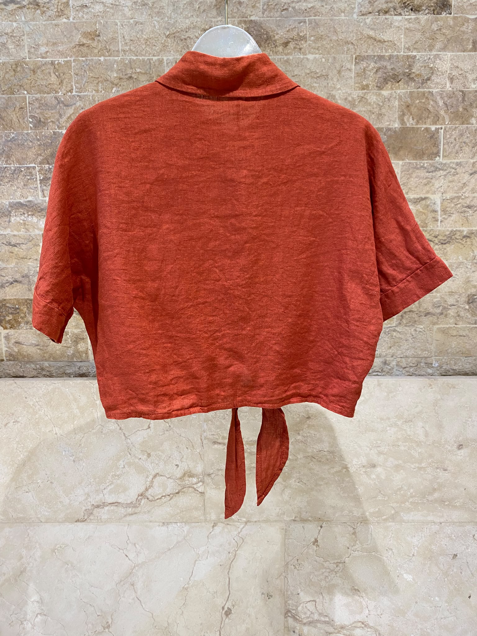 Linen Blend Crop Shirt TDM29719L