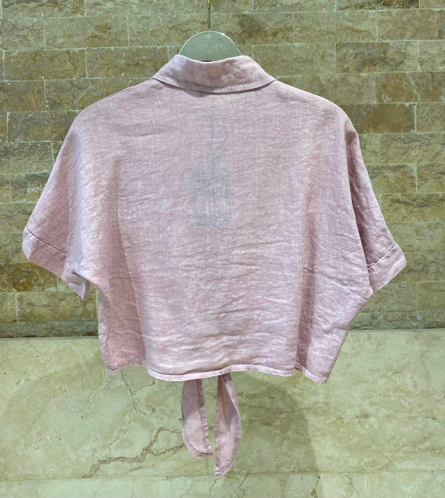 Linen Blend Crop Shirt TDM29719L
