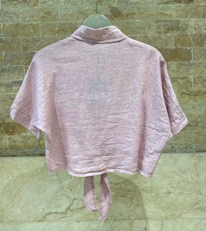 Linen Blend Crop Shirt TDM29719L