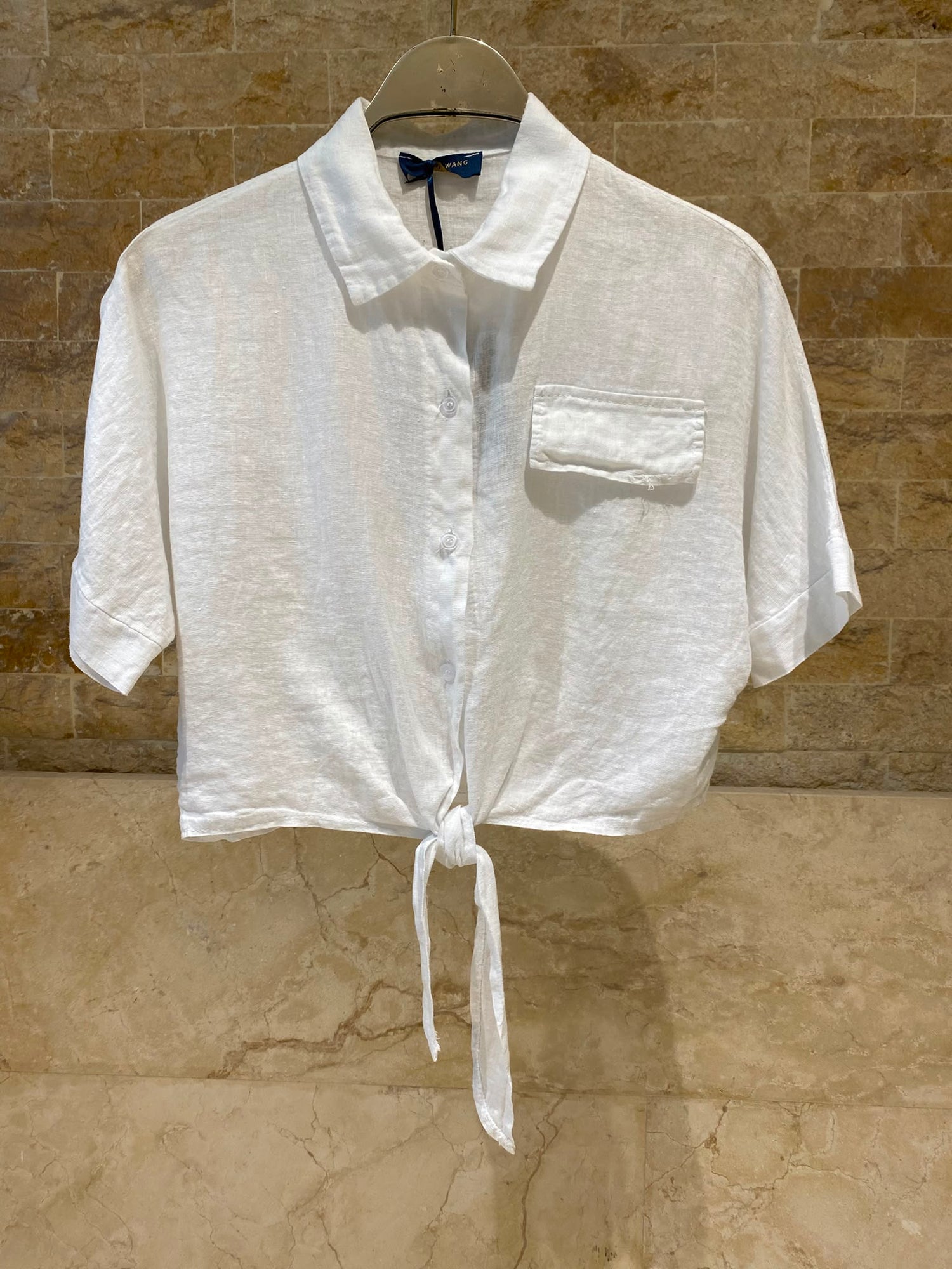 Linen Blend Crop Shirt TDM29719L