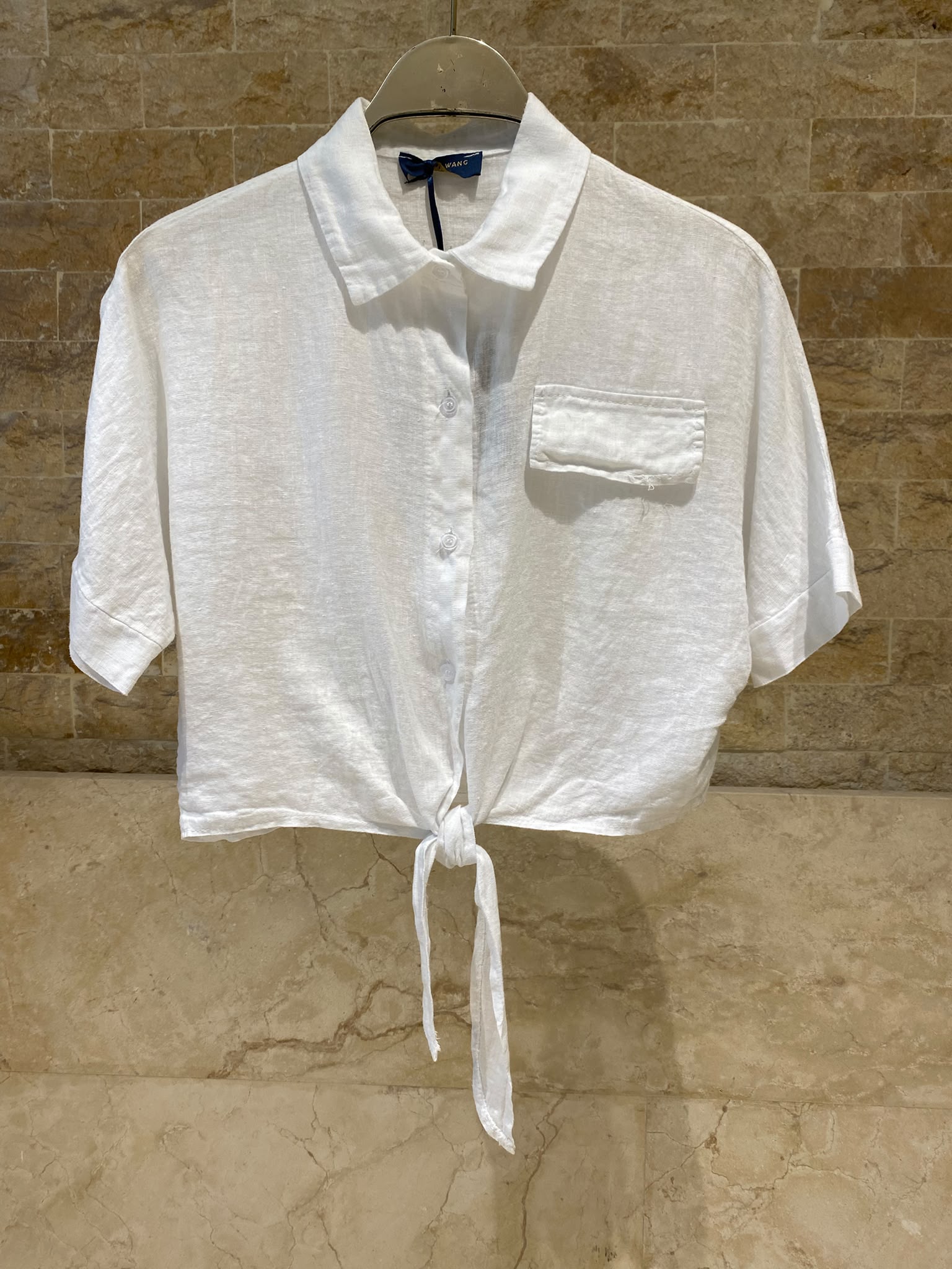 Linen Blend Crop Shirt TDM29719L
