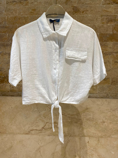 Linen Blend Crop Shirt TDM29719L