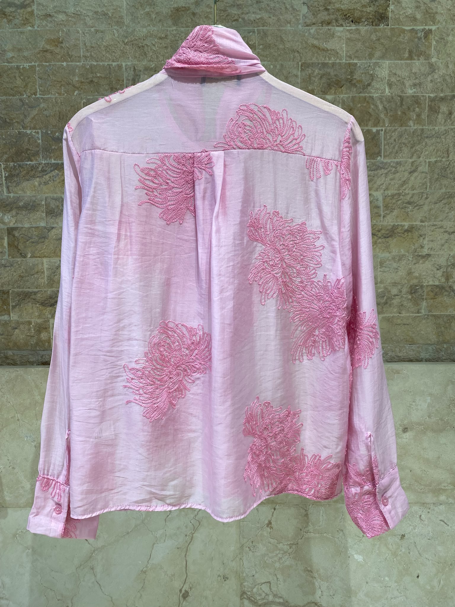 Embroidered Oversized Semi Sheer Top TDM79024-8