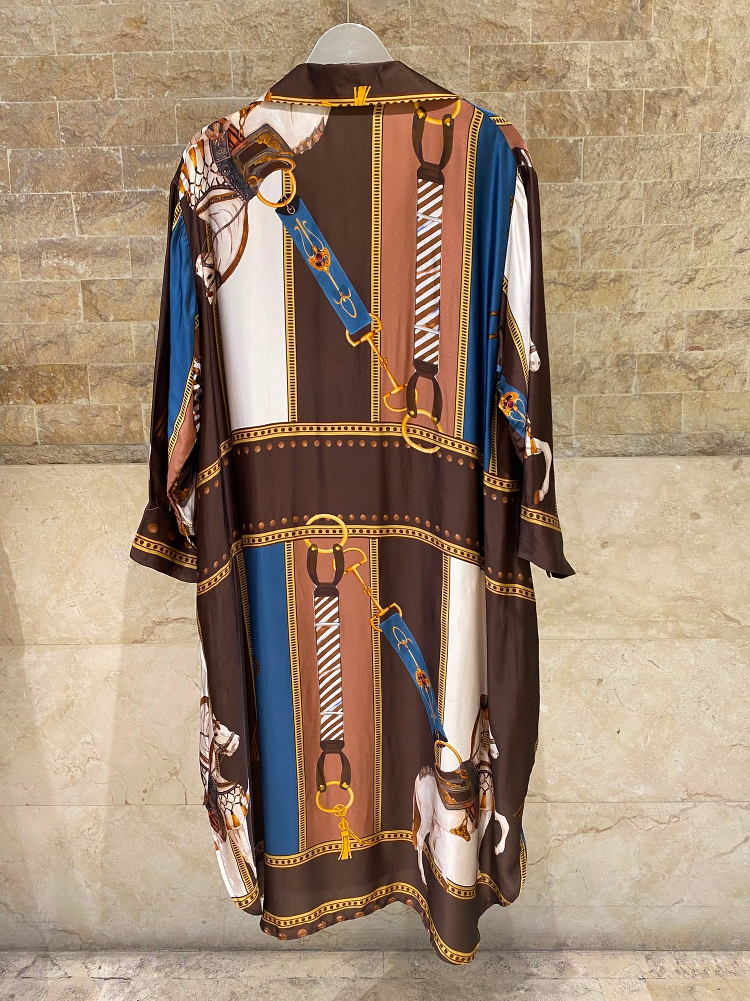 KD6120VS-2 Equestrian Print Satin Oversized Dress