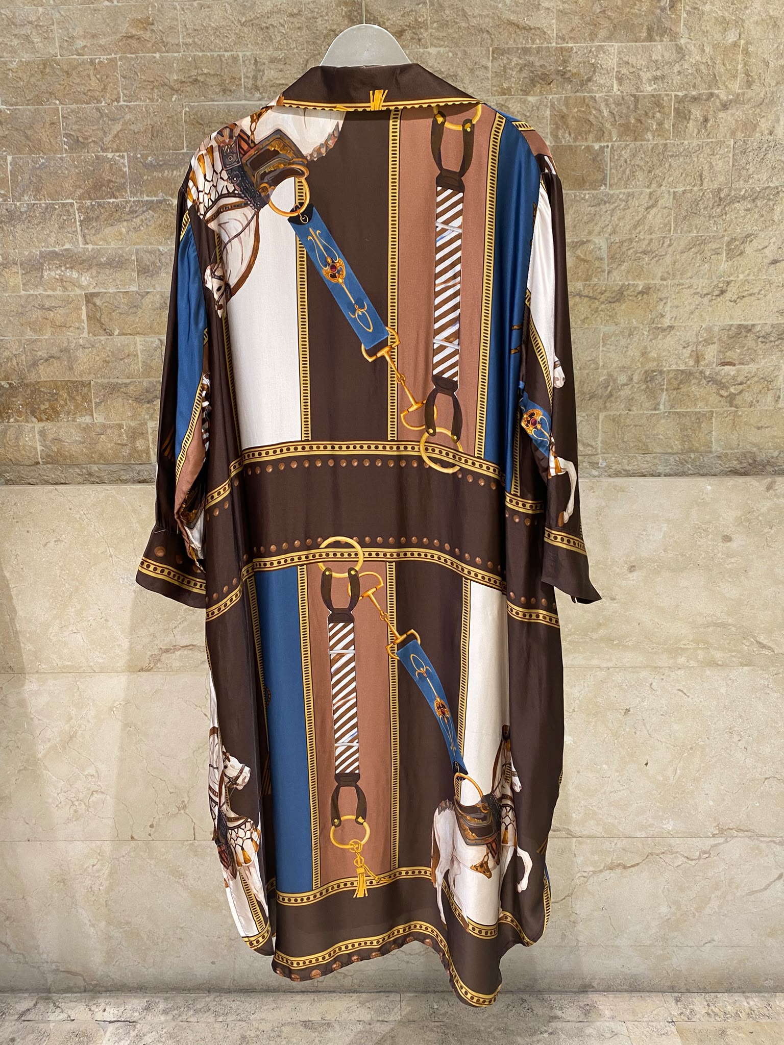 KD6120VS-2 Equestrian Print Satin Oversized Dress