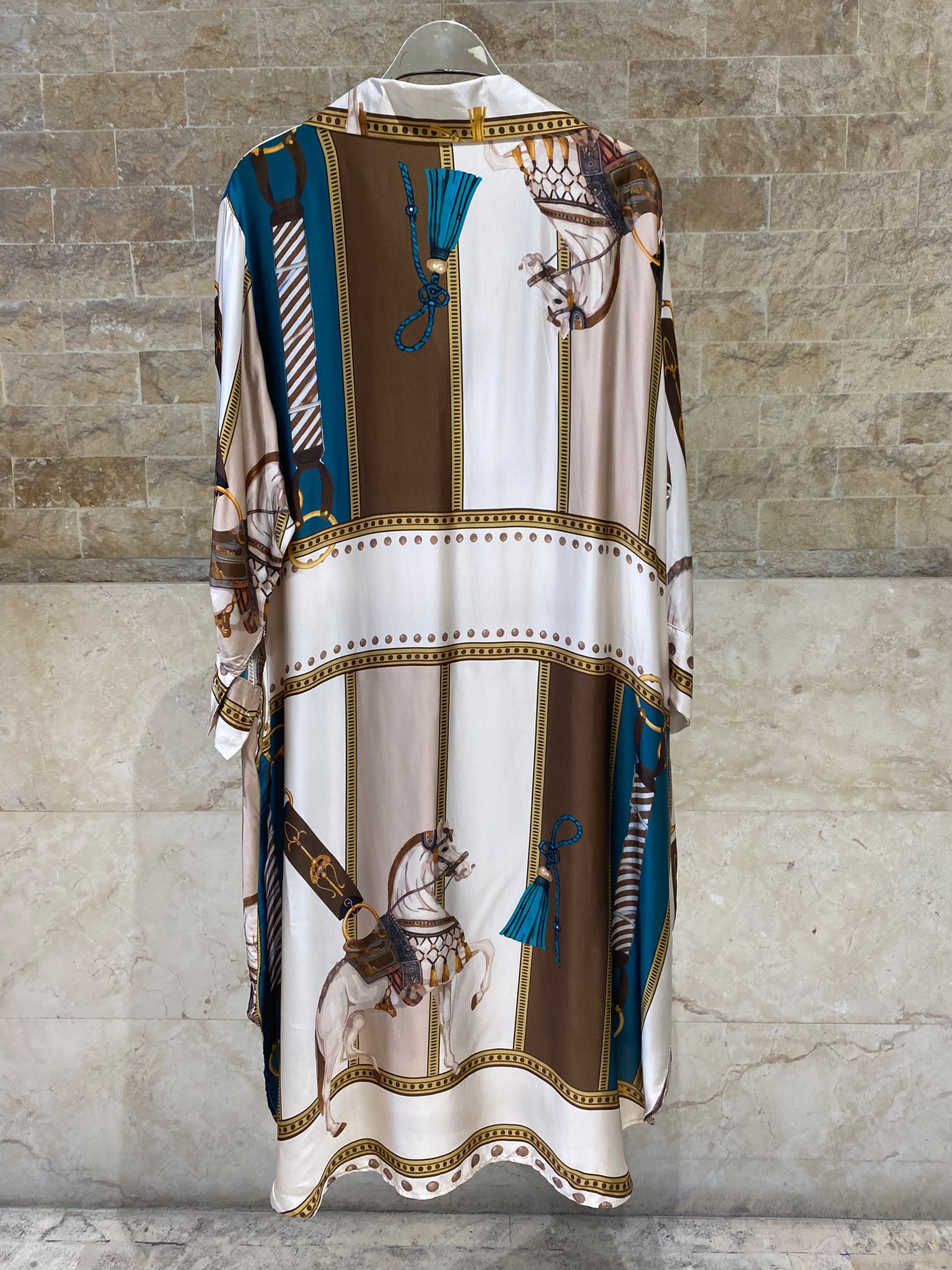 KD6120VS-2 Equestrian Print Satin Oversized Dress