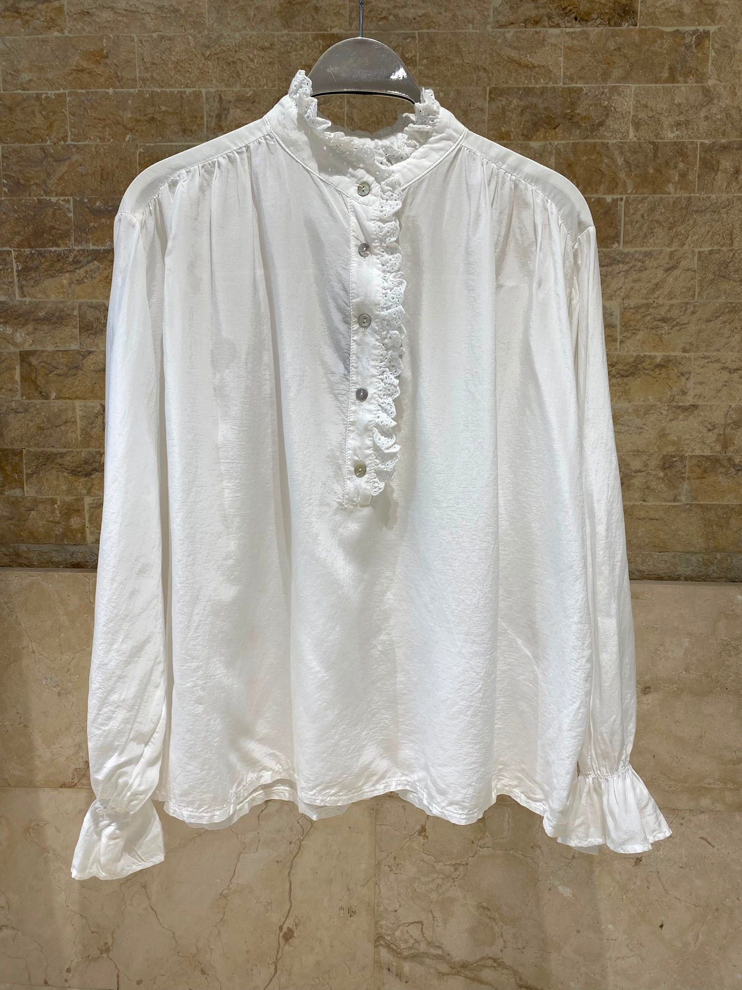Ruffled Neckline Oversized Top DB3583