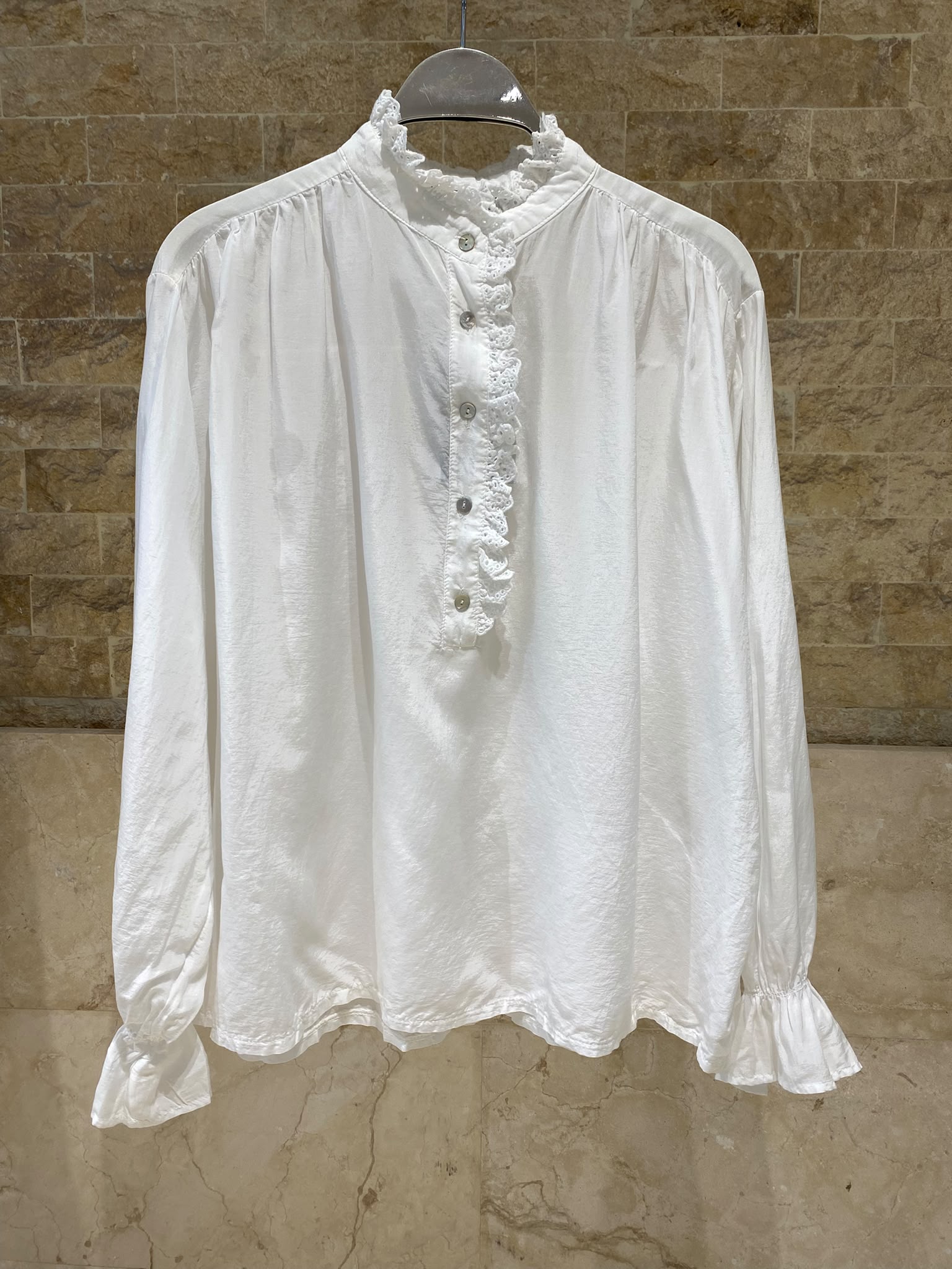 Ruffled Neckline Oversized Top DB3583