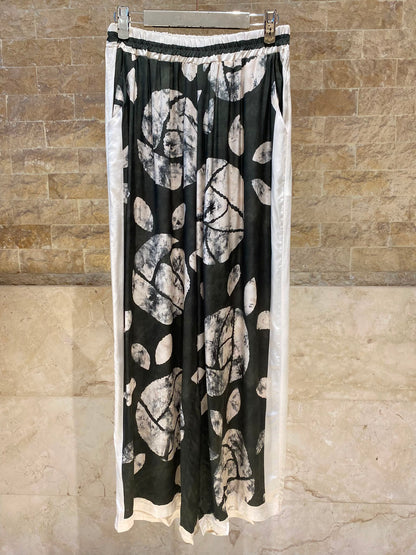Leaf Print Satin Jacket and Pants Set KD88009/9099VS-14