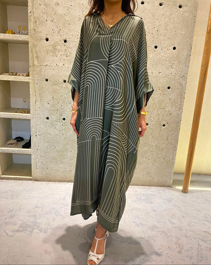 KD9702VS-29 Geometric Print Oversized Dress