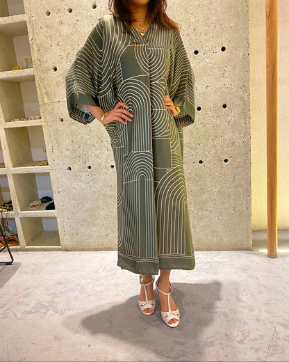 KD9702VS-29 Geometric Print Oversized Dress
