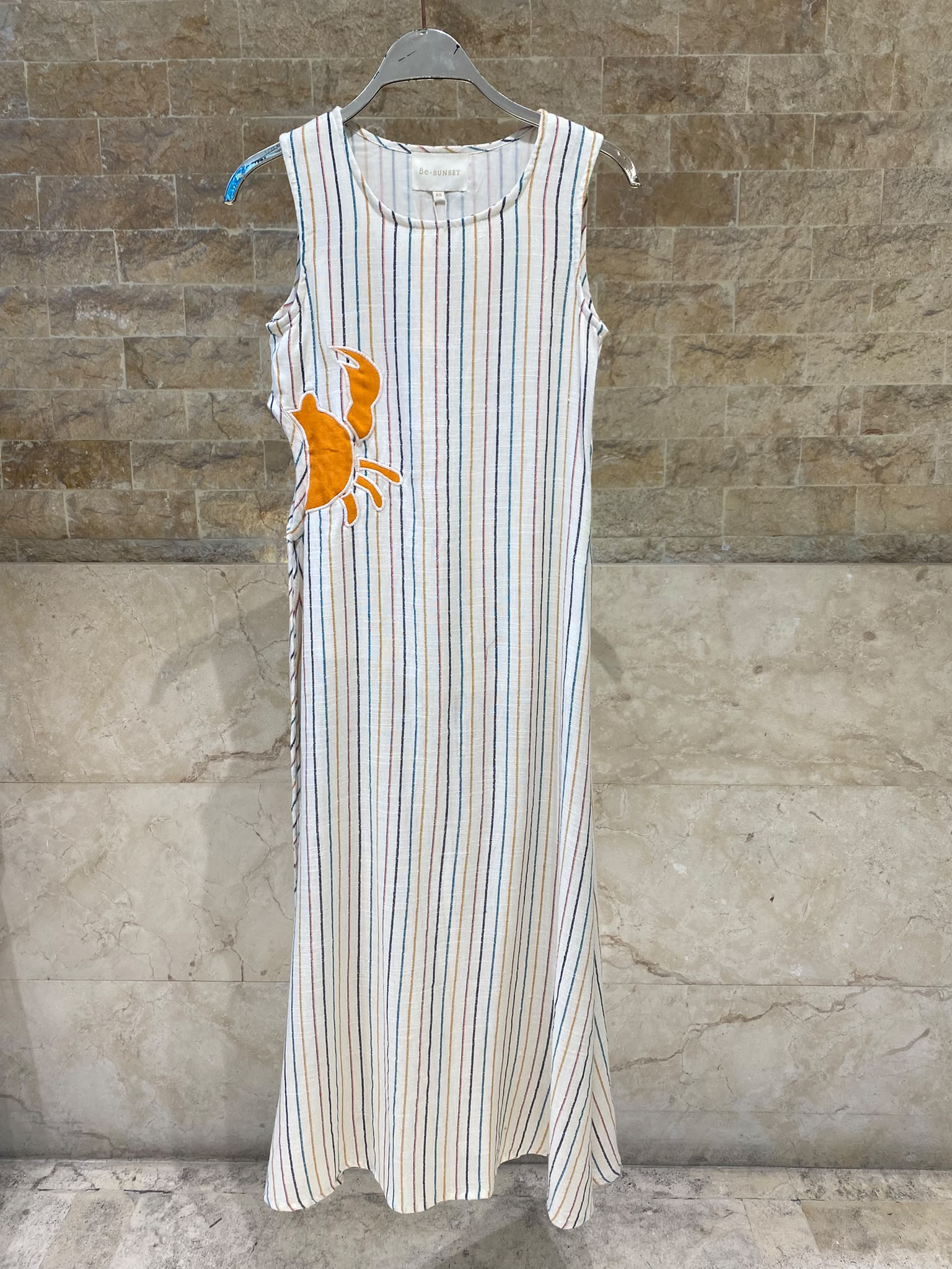 Solara Island Sleeveless Stripes Cotton Maxi Dress