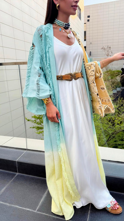 Dore Fringed Tie Dye Kimono