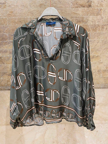 KD7365/6637VS-43 Chain Link Pattern Satin Shirt and Pants
