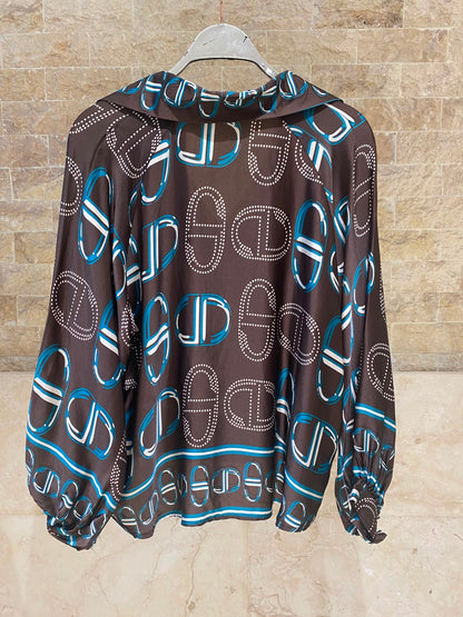 KD7365/6637VS-43 Chain Link Pattern Satin Shirt and Pants