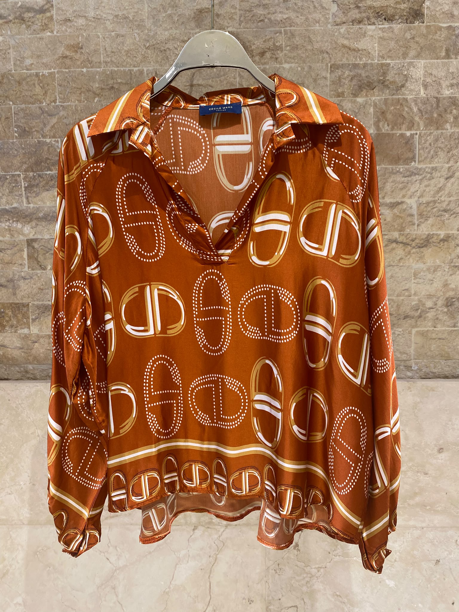 KD7365/6637VS-43 Chain Link Pattern Satin Shirt and Pants