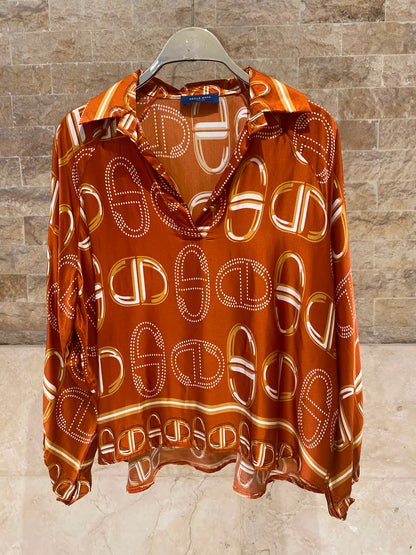 KD7365/6637VS-43 Chain Link Pattern Satin Shirt and Pants