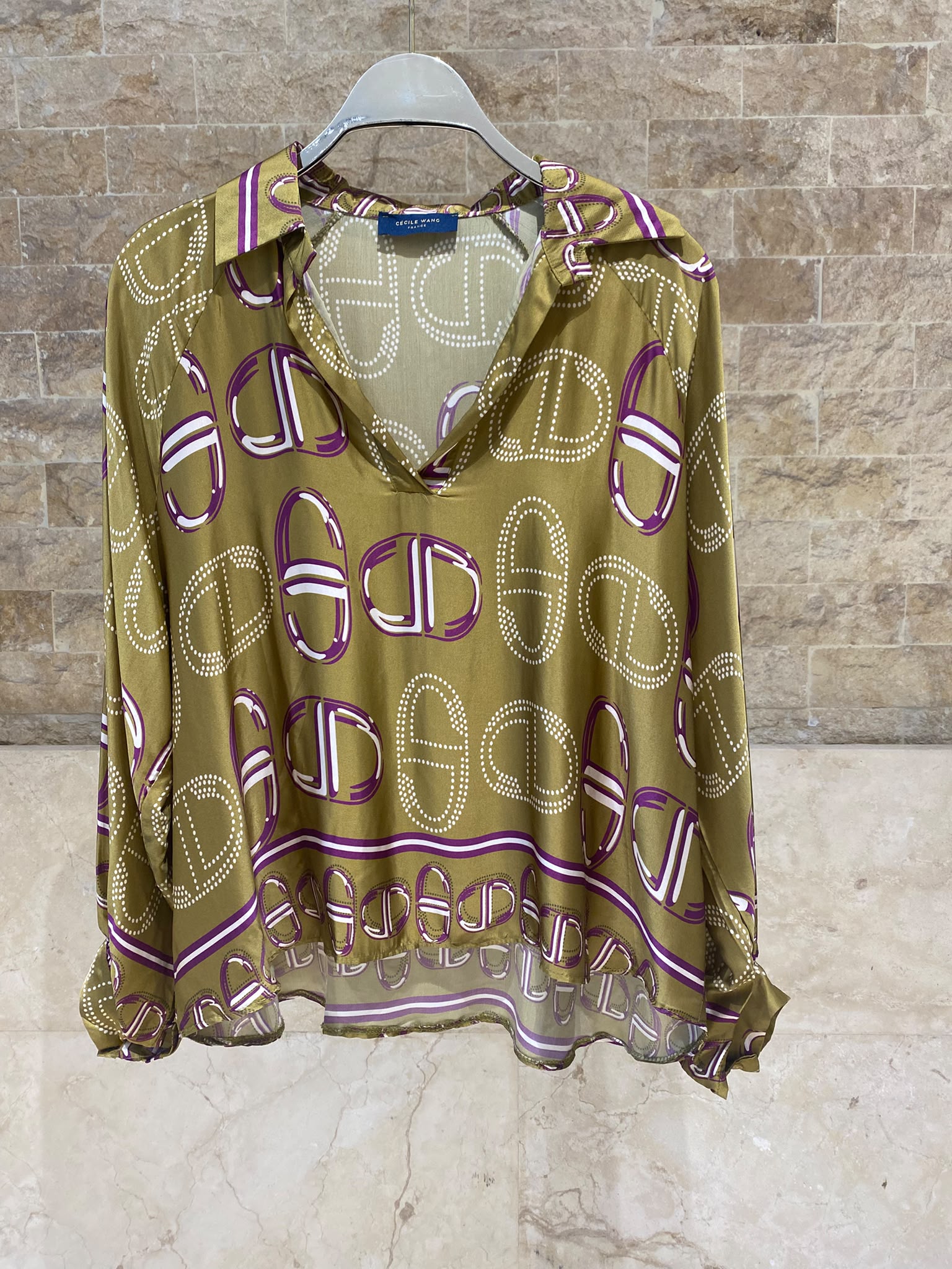 KD7365/6637VS-43 Chain Link Pattern Satin Shirt and Pants