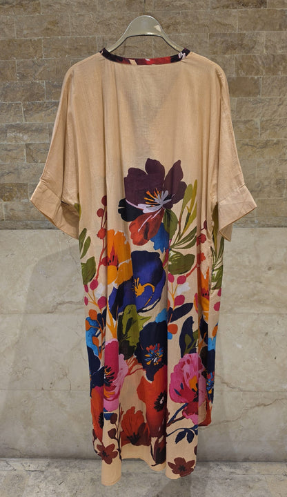 67983-1351  Colorful Botanical Blooms Print Tunic Dress