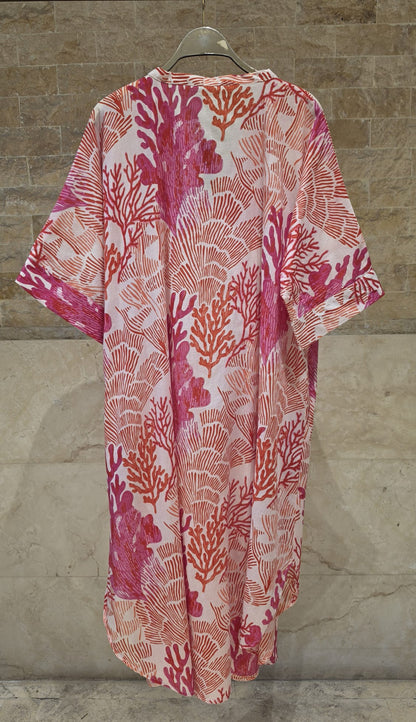 67983-0450 Tropical Coral Print Tunic Dress