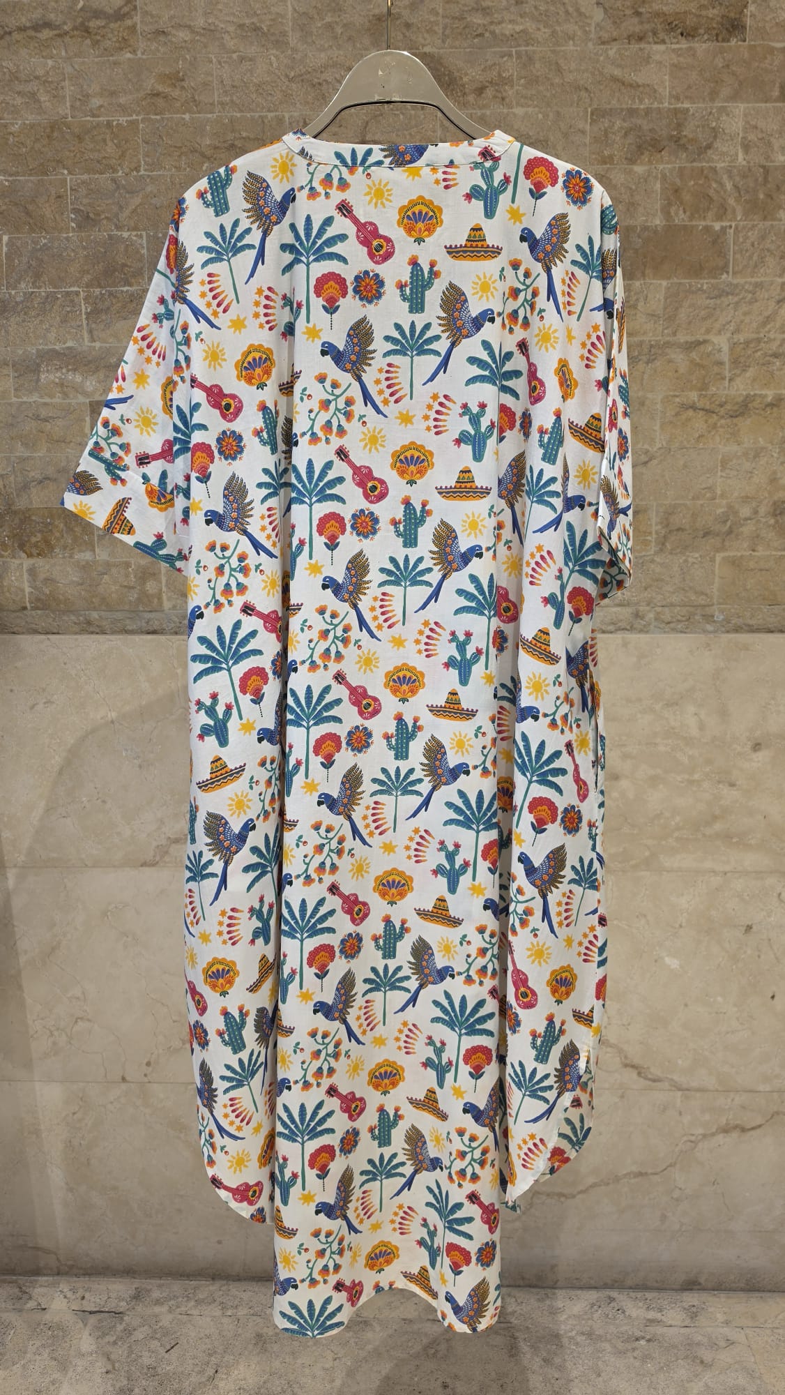 67958-1316 Colorful Folk-Art and Tropical Print Tunic Dress