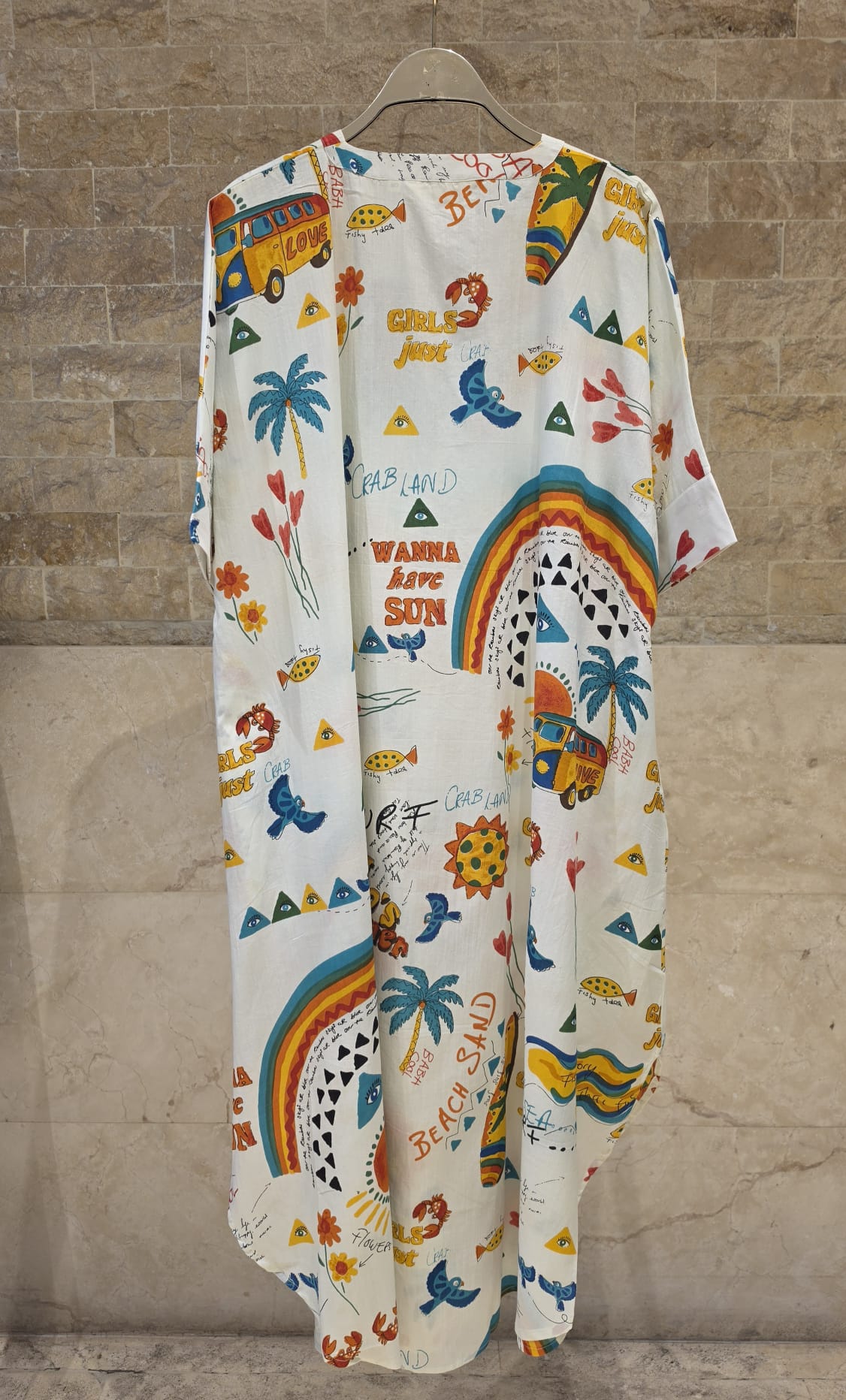 67958-0303 Summer Themed Graphic Print Tunic Dress