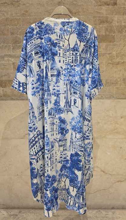 67983-0502 Architectural Toile-de-Jouy Print Tunic Dress