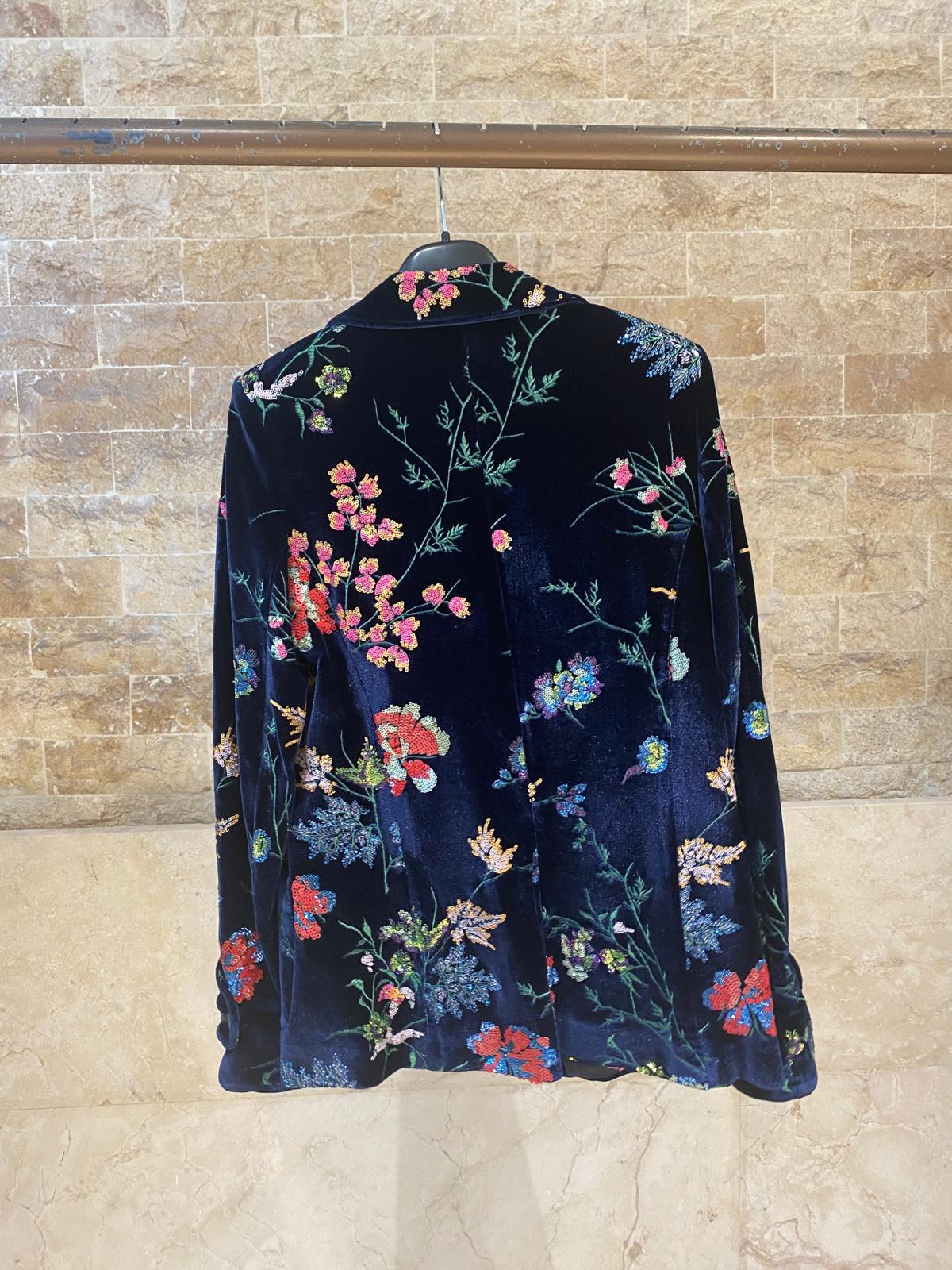 Sequined Floral Navy Jacket 34015