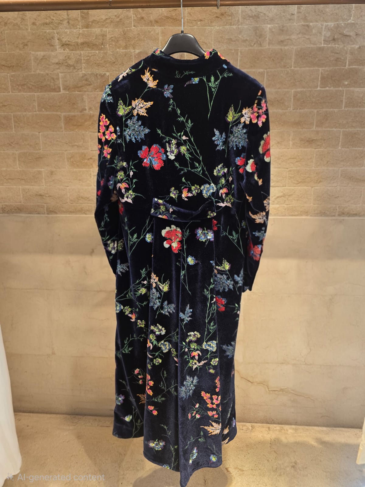 Navy Floral Sequin Coat 34043