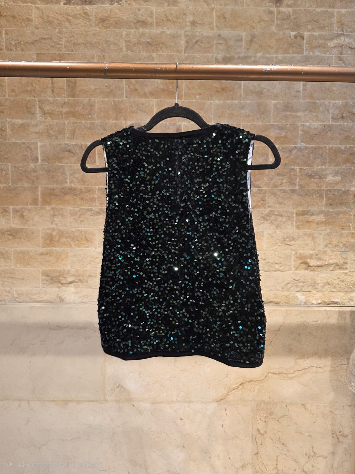 Sequined Green Vest 33895