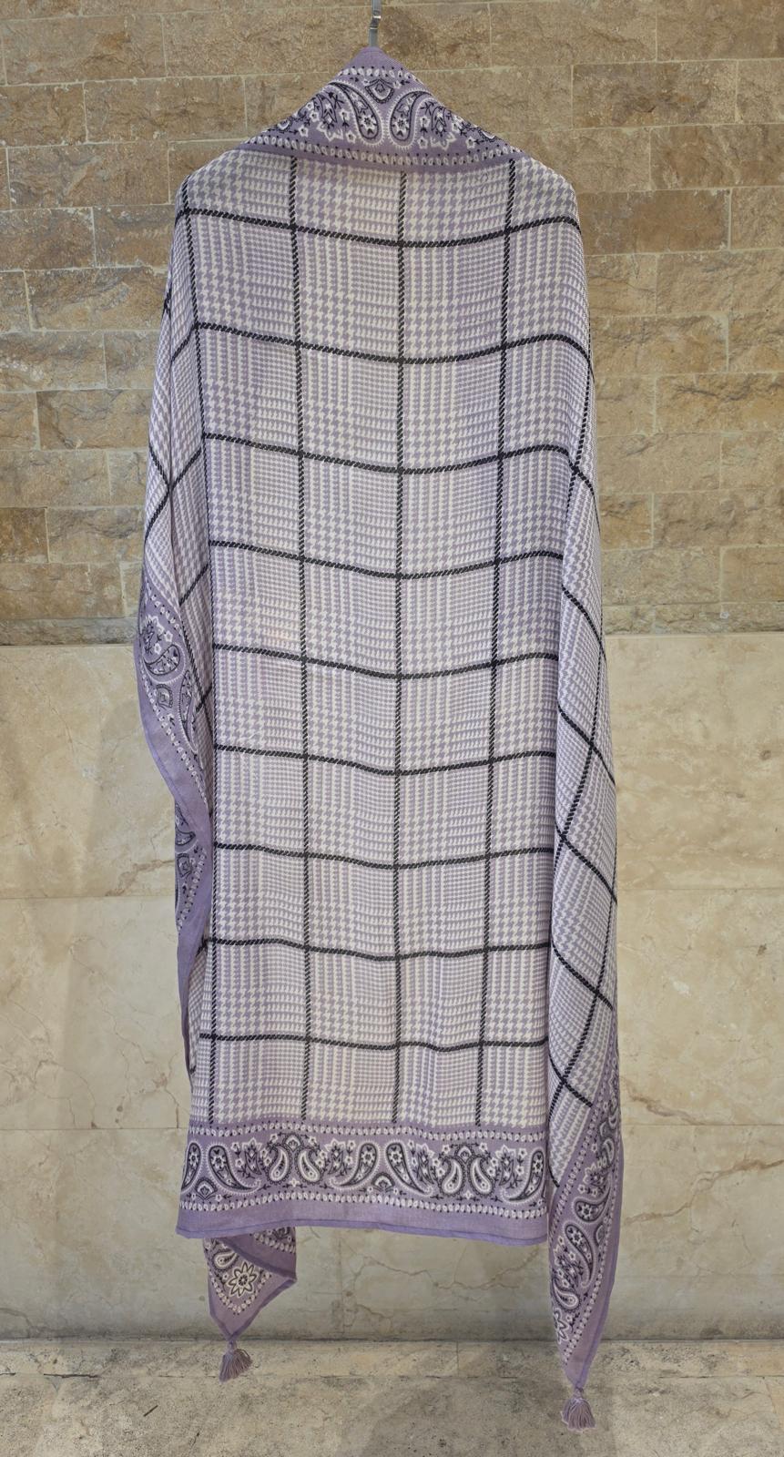 C20358 Square Hound Check Paisley Scarf