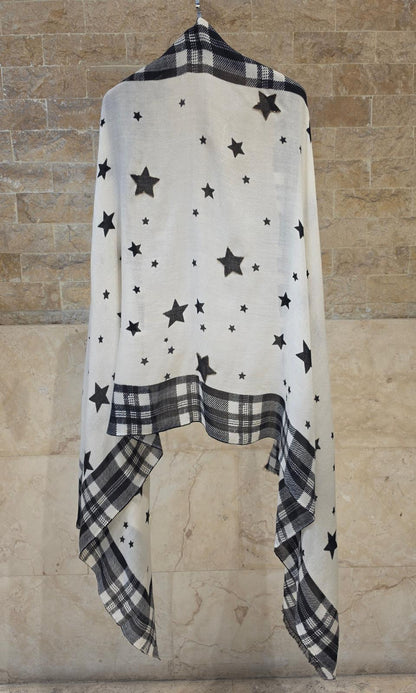 C23455 Star Border Checkered Scarf