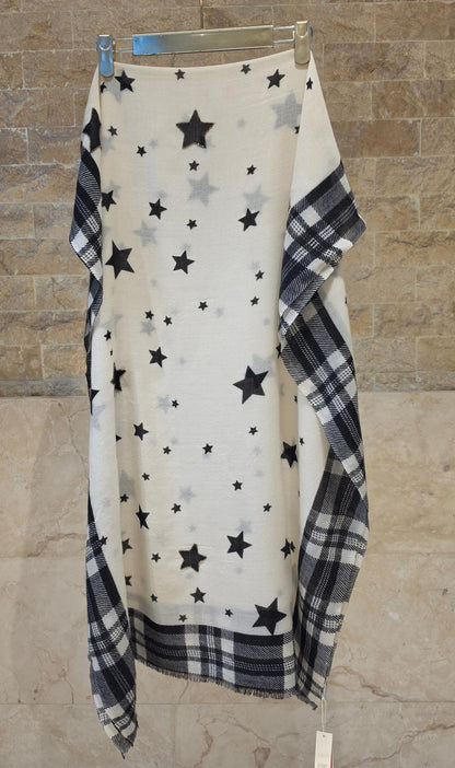 C23455 Star Border Checkered Scarf