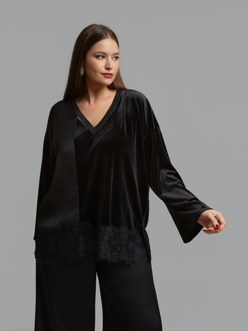 Velvet Top with Lace Detail 8601.1037