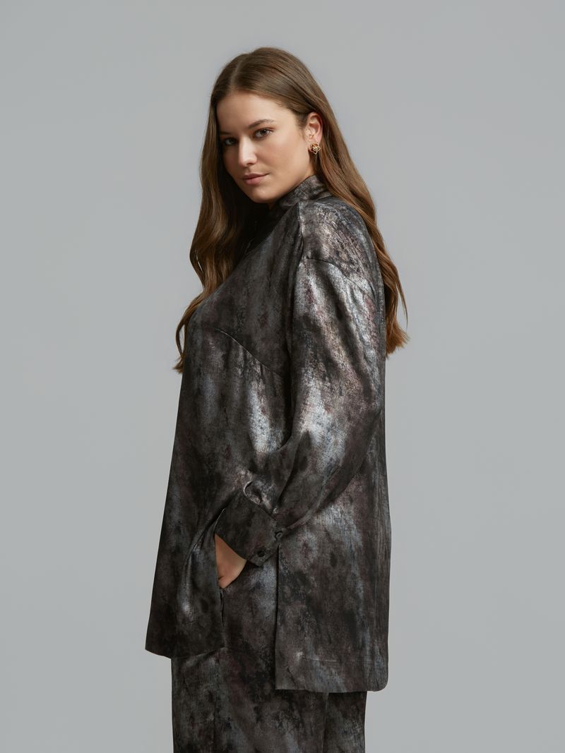 Printed Satin Shirt &amp; Wide-Leg Trousers Set 8601.3059/2079