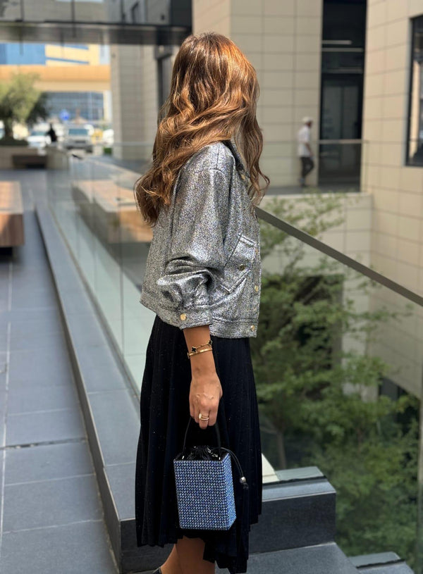 COB0S6021 (Glitter Pleated Skirt) تنورة مطوية بريق