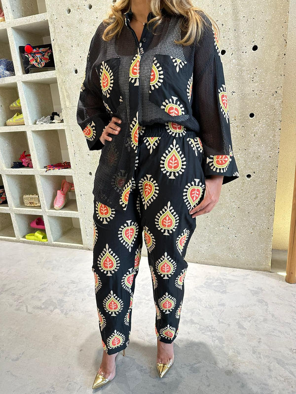 Ethnic Embroidered Cropped Pants