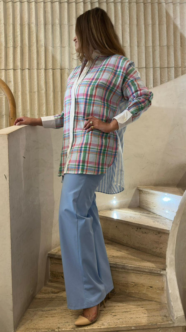 33365 Multicolor Checkered Oversized Shirt