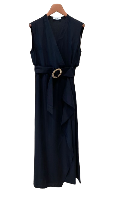 JPE24AB239 Wrap Sleeveless Long Dress فستان طويل بدون أكمام