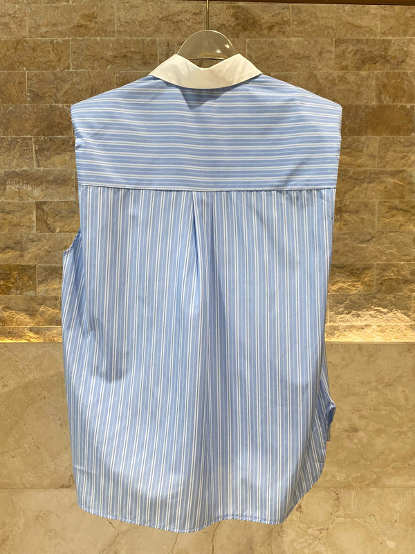 Aline Sleeveless Striped Oversized Shirt قميص واسع مخطط بدون أكمام