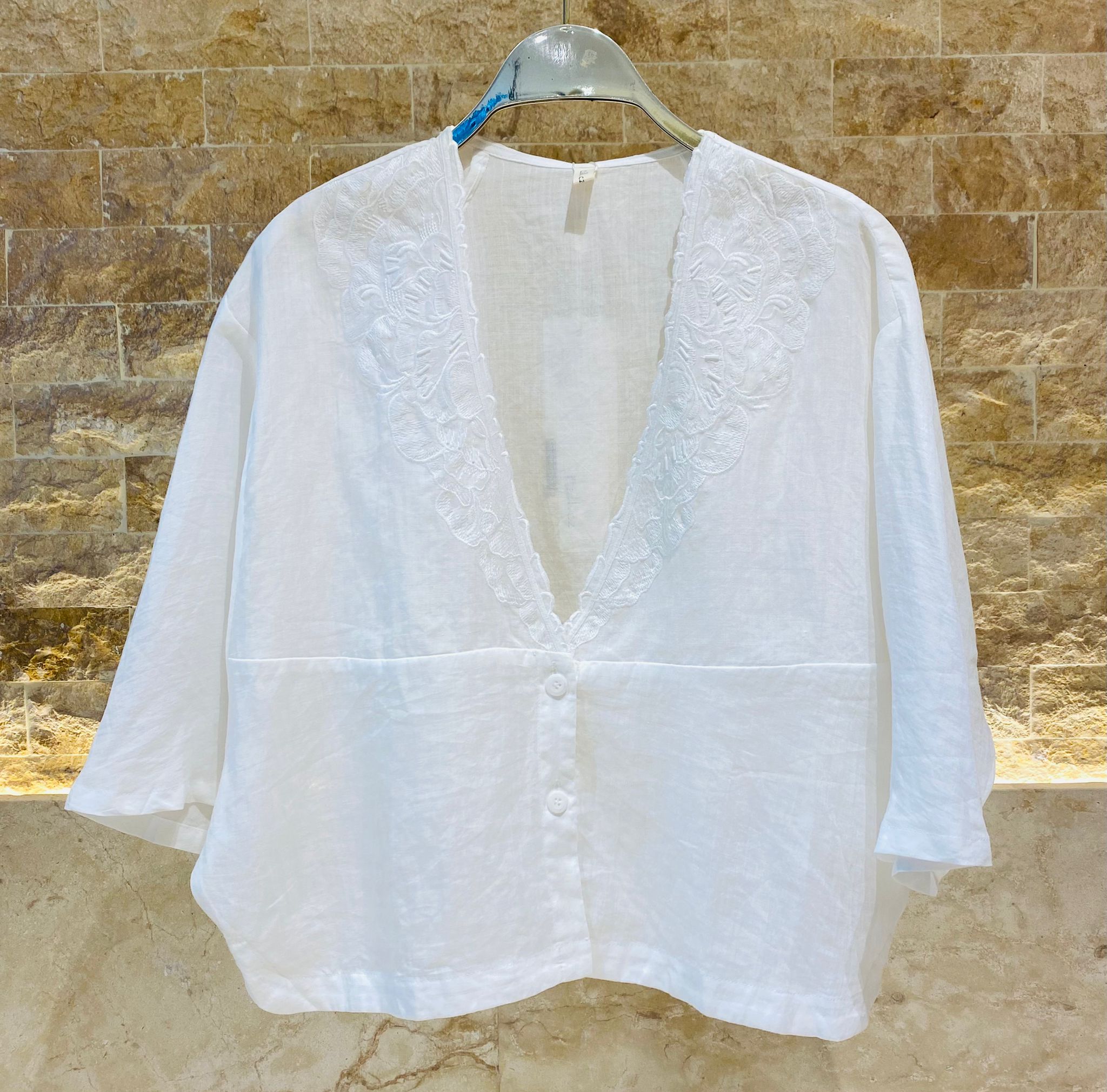 EA-24S-576 Embroidered Short Mushroom Top