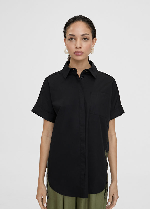 Long Back Shirt Monochrome قميص طويل الظهر أحادي اللون