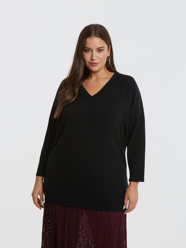 0000.5536 Basic Long Knit Tunic Top بلوزة طويلة محبوكة أساسية