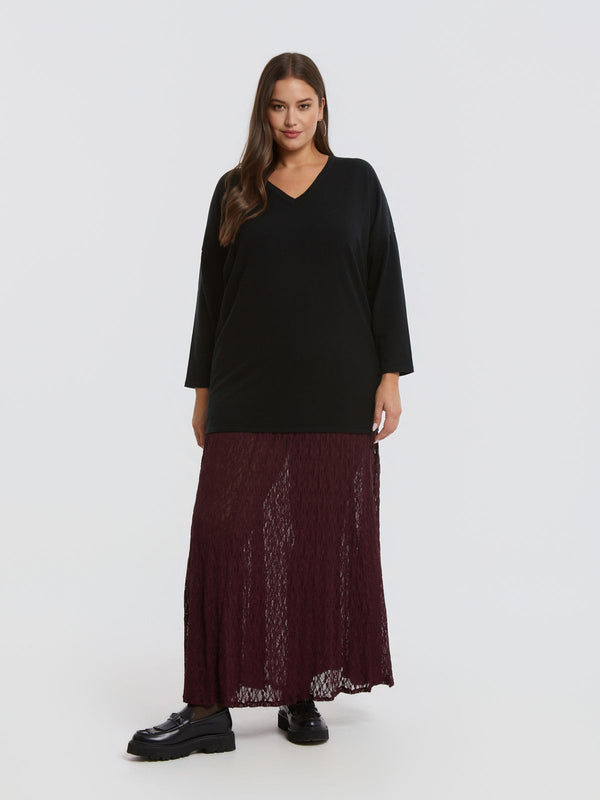 0000.5536 Basic Long Knit Tunic Top بلوزة طويلة محبوكة أساسية