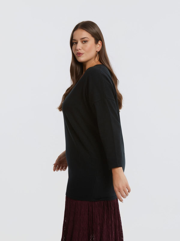 0000.5536 Basic Long Knit Tunic Top بلوزة طويلة محبوكة أساسية