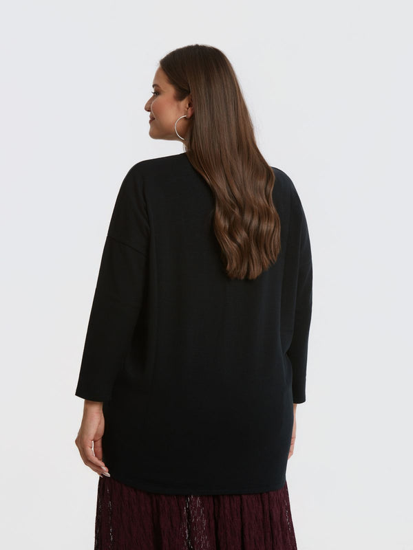 0000.5536 Basic Long Knit Tunic Top بلوزة طويلة محبوكة أساسية