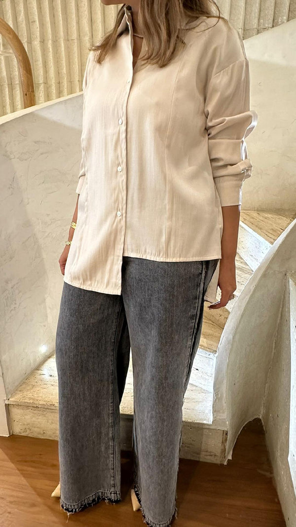 COB0B6042 (Asymmetrical Hem Shirt) قميص تنحنح غير متماثل