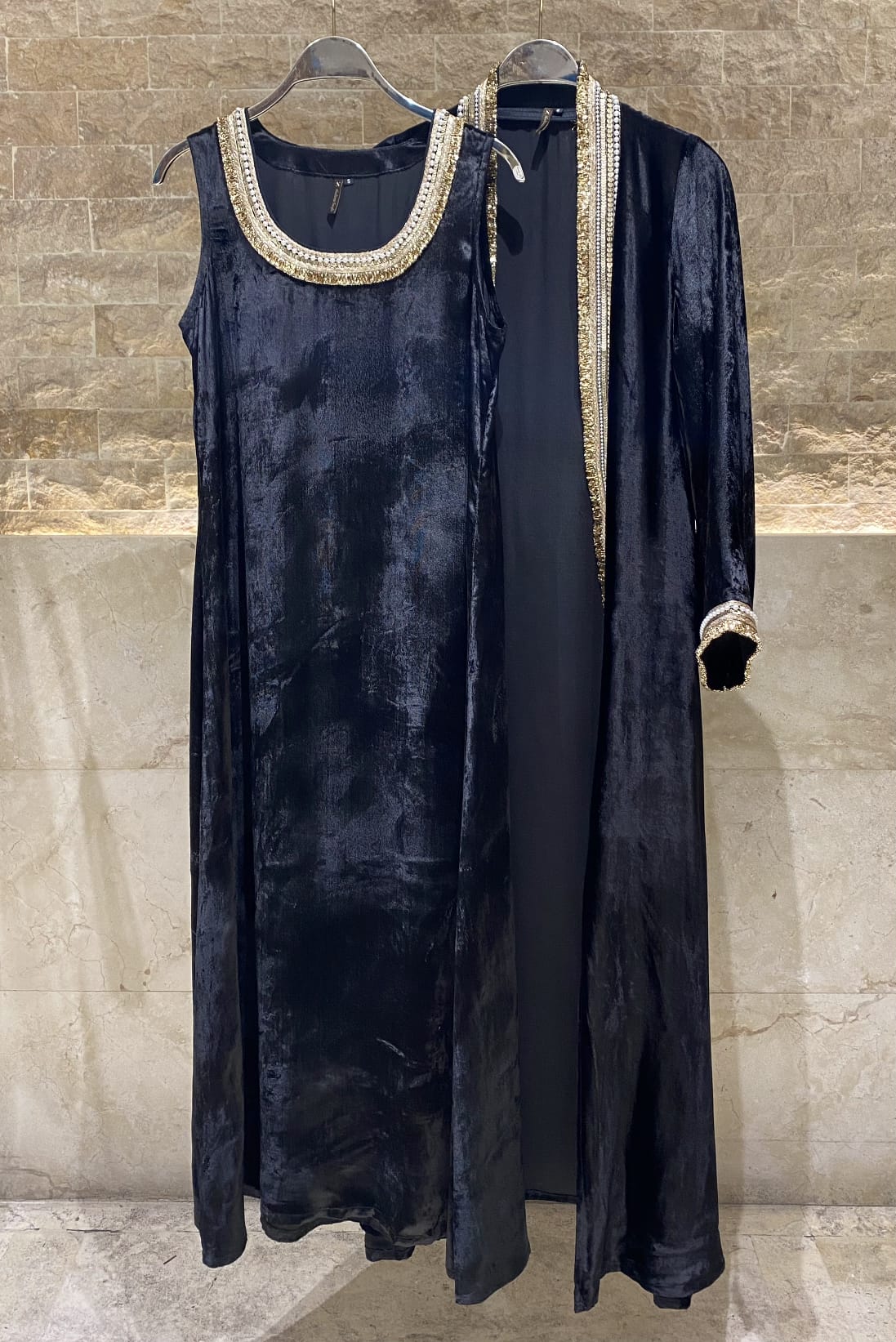 Velvet Pearl Set Dress and Cardigan - Brown Loft