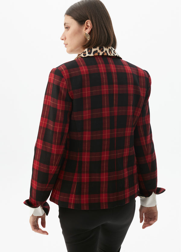 2502013 Animal Print Tartan  Jacket سترة تارتان بطبعة حيوانية