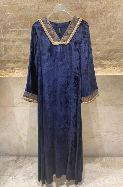 Velvet Fringe Kaftan - Brown Loft